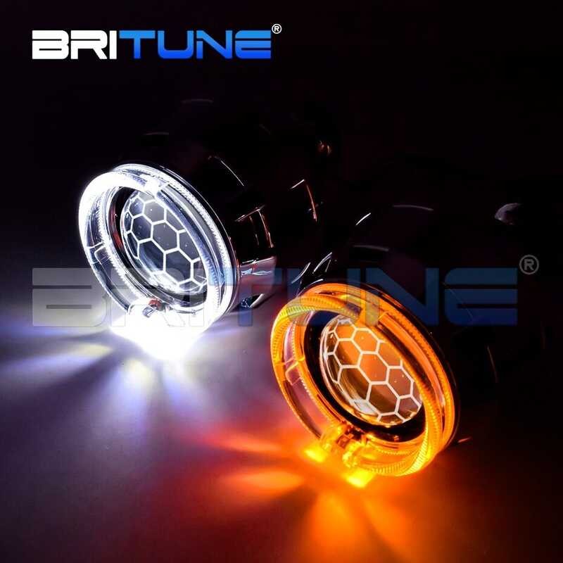 々 เลนส์ไฟหน้า Bi-Xenon HID Projector LED Angel Eyes Switchback ไฟเลี้ยวเลน