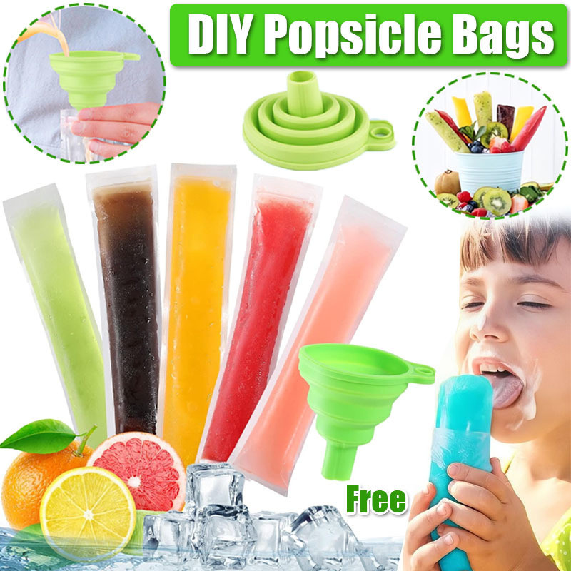 100 ชิ้น Popsicle แม่พิมพ์ไอศกรีม Mould DIY ทิ้ง Popsicle กระเป๋าเกรดอาหาร Ice Cream Mould ตู้แช่แข็งกระเป๋า 冰棒袋 冰 雪模具