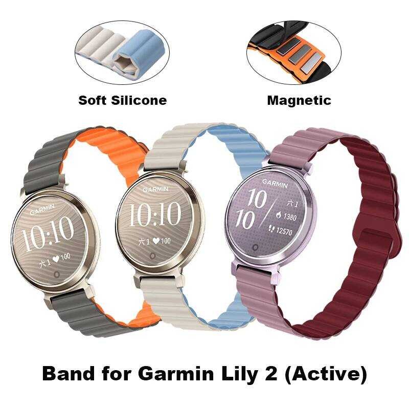 แถบแม่เหล็กสําหรับนาฬิกา Garmin Lily2 สร้อยข้อมือซิลิโคนสายนาฬิกาอัจฉริยะเหมาะสําหรับ Garmin Lily 2