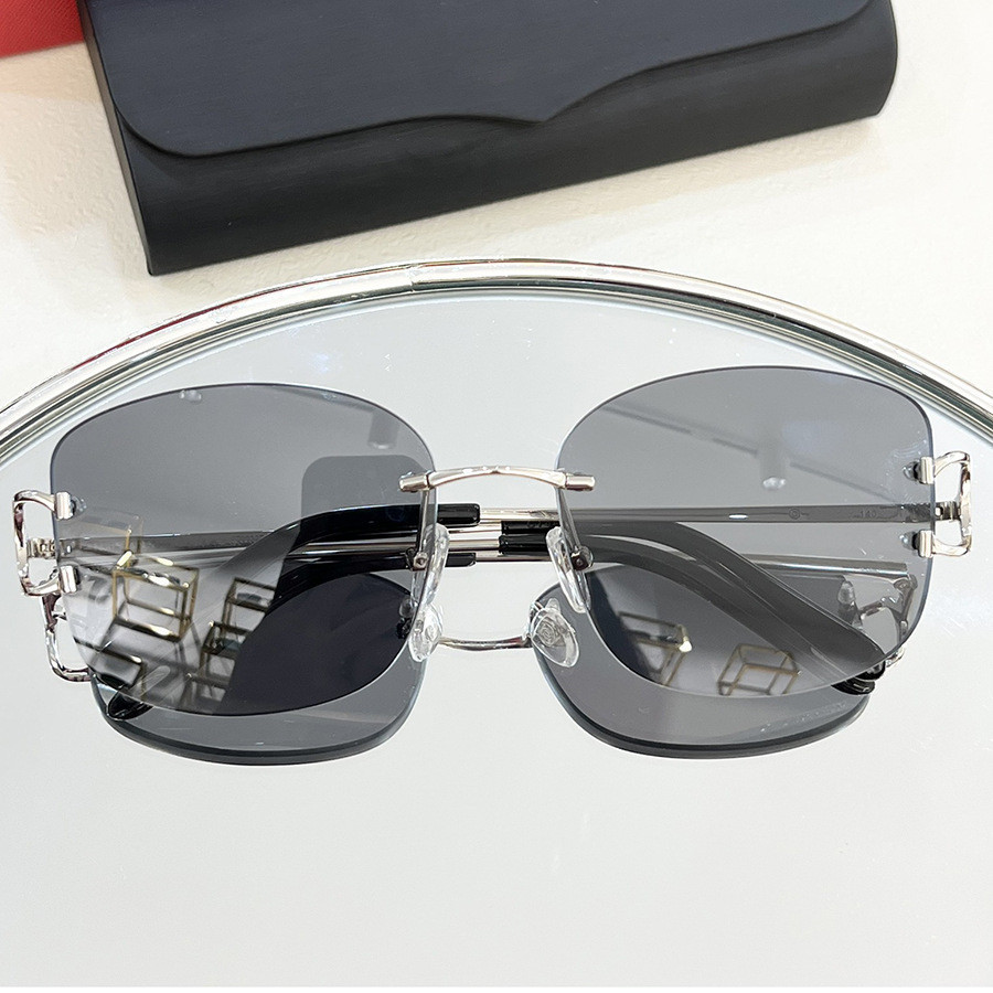 Cartier Fashion Cool Vacation Mens Glasses แว่นกันแดดปาร์ตี้สบายไร้กรอบพร้อมกล่อง
