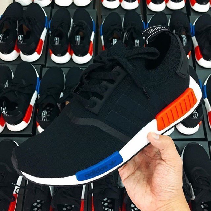 คุณภาพสูง Adidas Original Nmd R1 Pk Og รุ่นแรกสีดําสีแดงสีฟ้า S79168 สินค้าบริษัทยุโรป OUQI