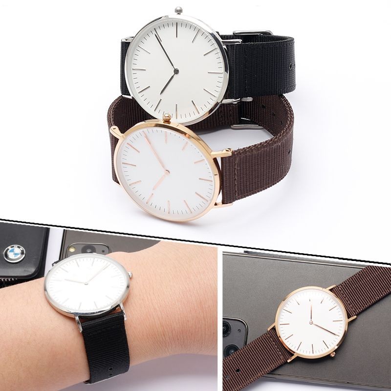 ทดแทน dw/Seiko/นกนางนวล สายนาฬิกาผู้ชายผู้หญิงสีดําสีฟ้าสายรัดผ้าใบไนลอน 18 20 22 24 มม.