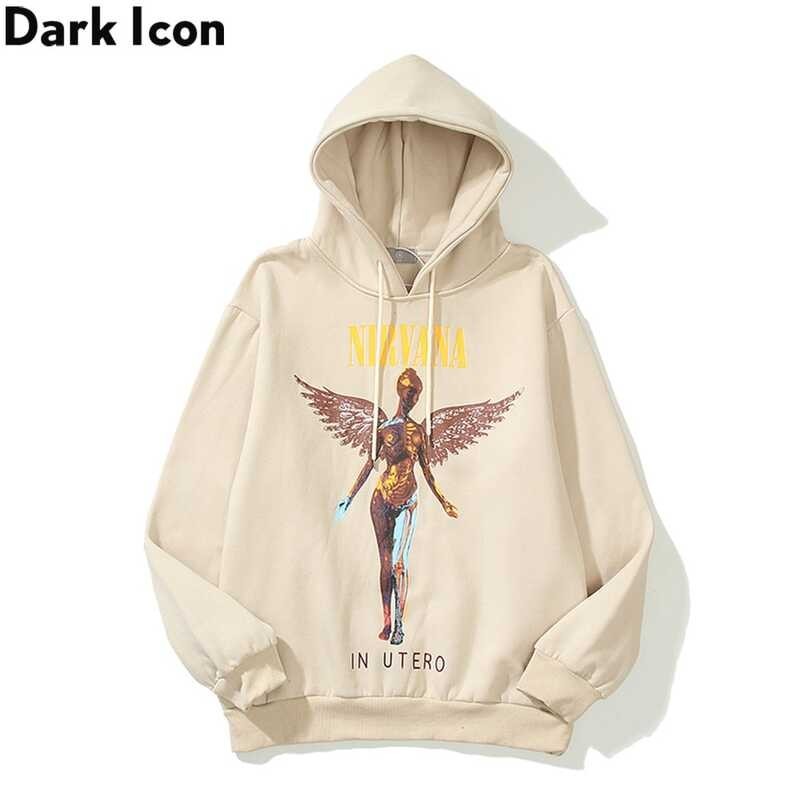 Dark Icon Nirvana Angel Print Loose Hoodie Sweatshirt Men Women Pullover Hipster Men's Sweat