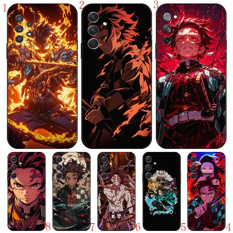 SAMSUNG เคสโทรศัพท์สําหรับsamsung M20 M30 M30S M21 M31 M51 A52S TPUสีดํานุ่มกรณีการ์ตูนDemon Slayer