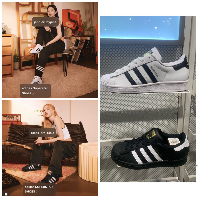 ฟิกเกอร์ Putih HITAM !! Adidass superstar Shoes White Black originalstore Wear blackpink freepaperb