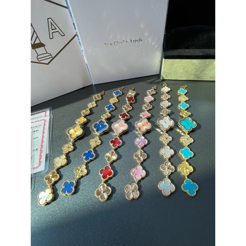 กระเป๋า Vank Yabao ซีรีส์ทองคําแท้ 18K!
Vca VCA VCA Four-Leaf Clover นาฬิกาหนังจระเข้ 
< ปรารถนาโชค