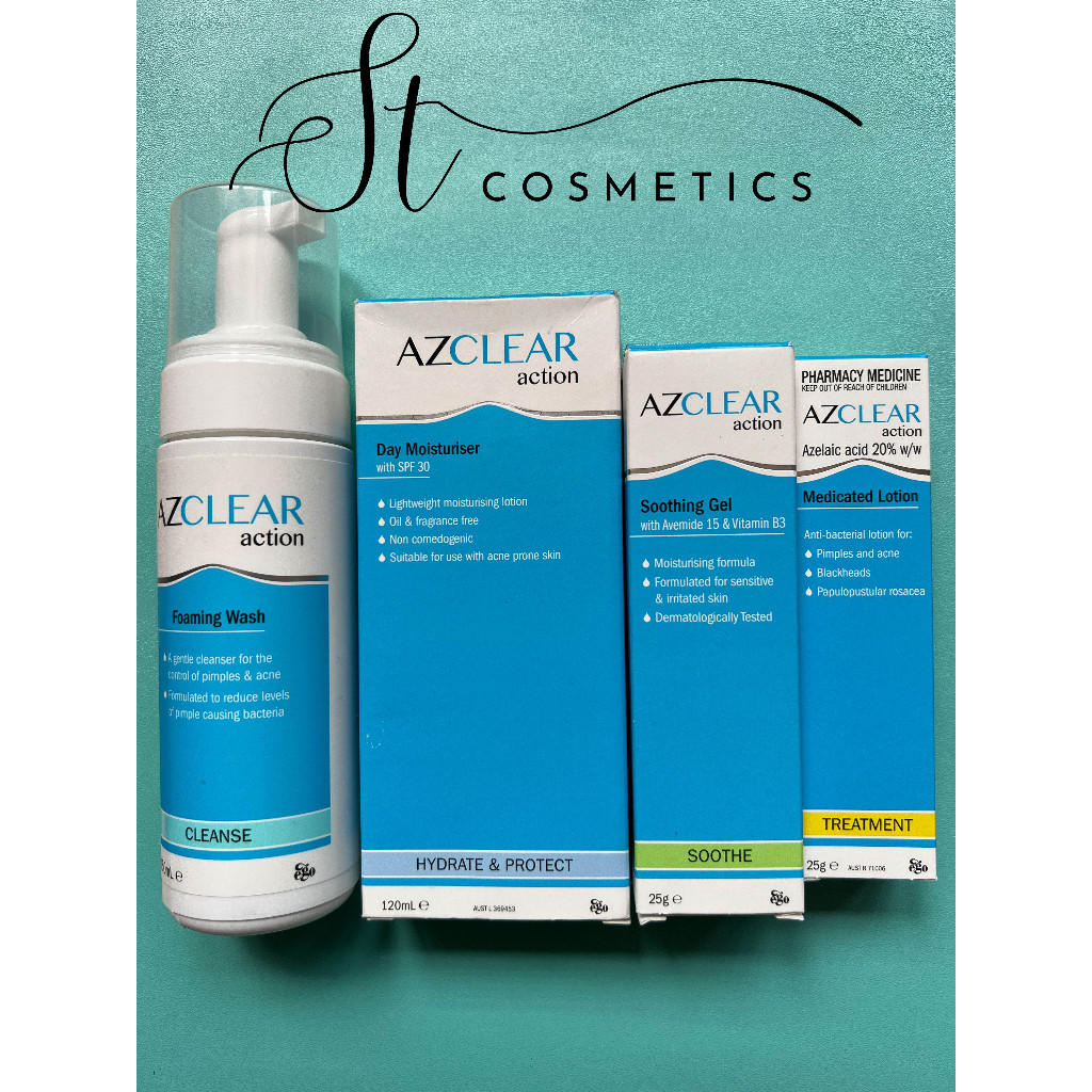 Azclear Action Azelaic Acid 20% Medicated Lotion 25g | โฟมมิ่ง วอช 150ม | เดย์ มอยเจอร์ไรเซอร์ 120มล