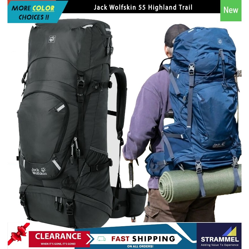 ใหม่ Jack Wolfskin Highland Trail 55 กระเป๋าเป้สะพายหลังสําหรับเดินป่า Trekking Travel Mountaineeri