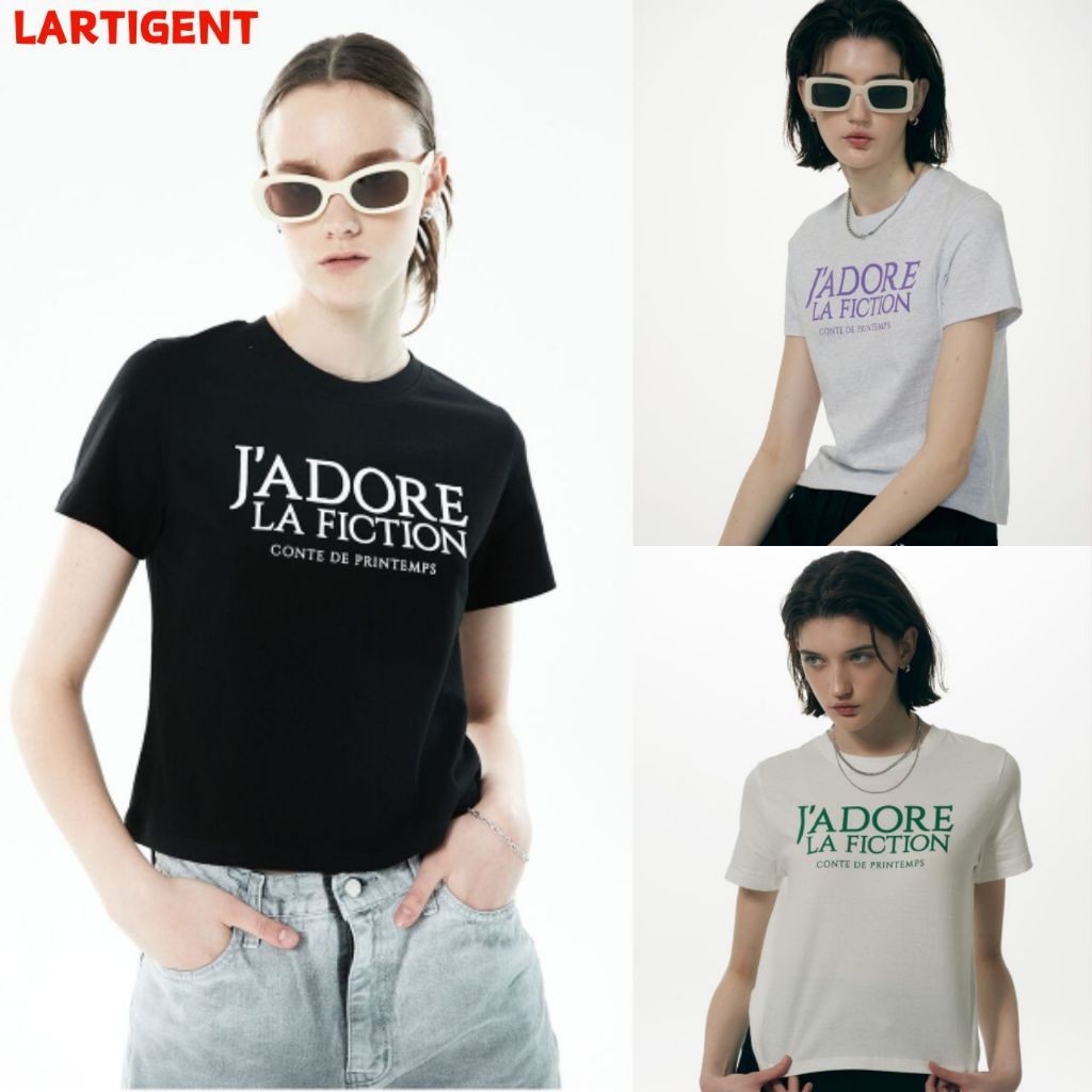 [LARTIGENT] Ll JADORE CROP เสื้อยืด 3 สี / สินค้า KR ของแท้ 100% / เสื้อยืดน่ารักและทุกวัน / จัดส่ง