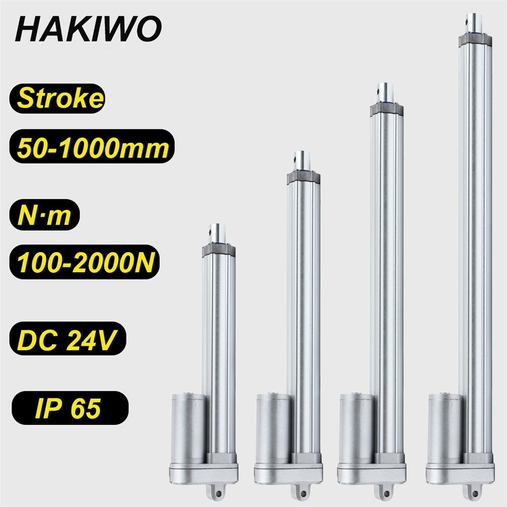 Hakiwo ตัวกระตุ้นเชิงเส้น IP65 2000N Linear Actuator 24V 50 มม.100 มม.200 มม.500 มม.700 มม.Stroke Solar Tracker