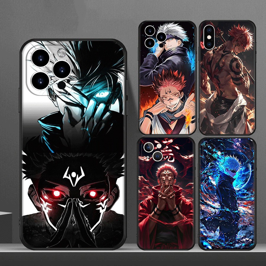 T6R อะนิเมะ Gojo Satoru VS Sukuna สําหรับ iPhone 15 16 Plus Pro Max TPU ซิลิโคนอ่อนนุ่มสีดําป้องกันก