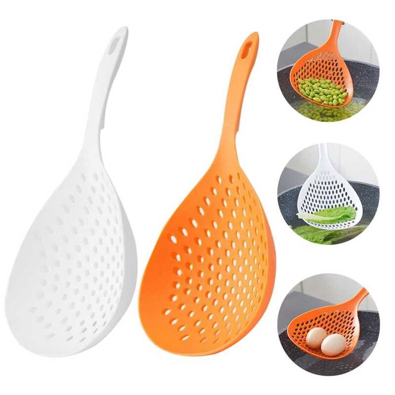 Scoop Strainer Colander Slotted Pasta Spoon Plastic Skimmer Spoon With Handle Food Drain Shovel For