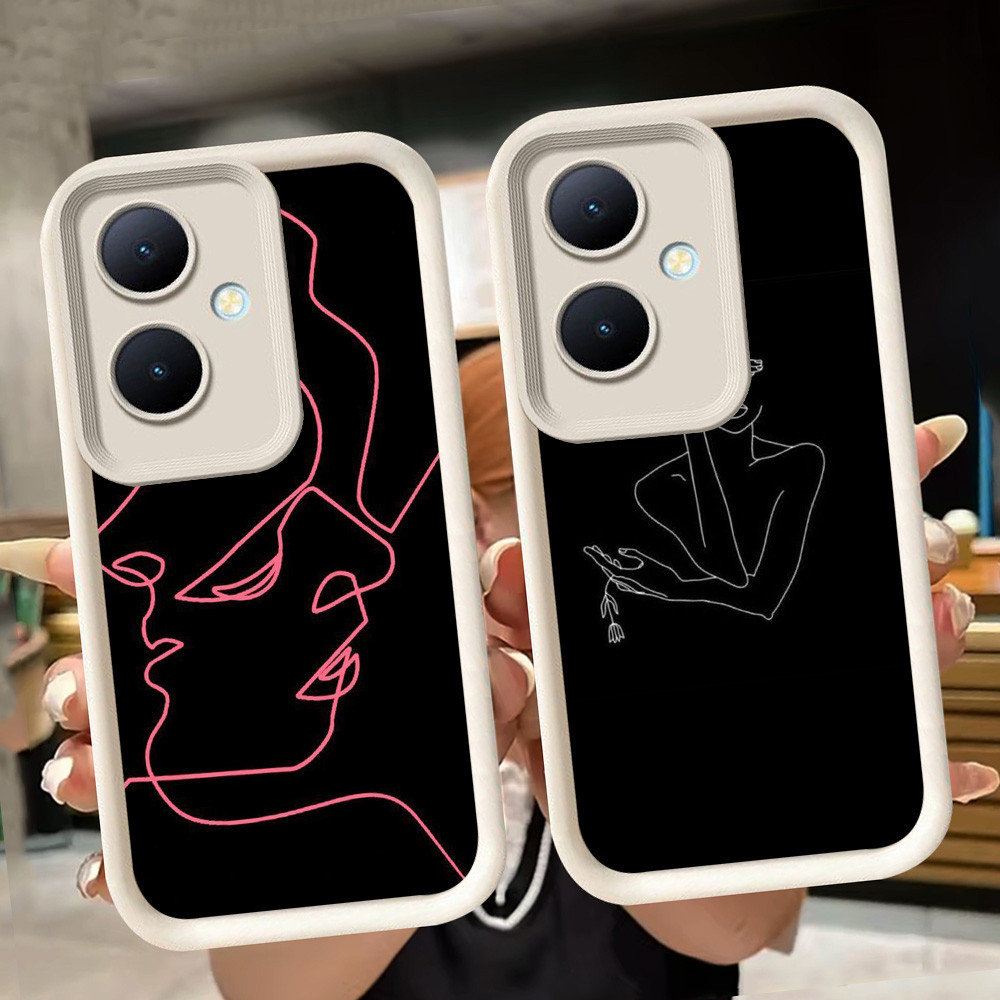 ปลอกอ่อนสําหรับ OPPO Reno 11 11F 13F 10 8T Pro 5G สีขาว Q68 Simple One Line