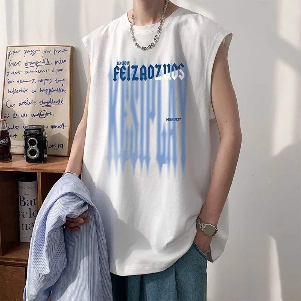 เสื้อกั๊กแห้งเร็วผู้ชาย พิมพ์ลาย สไตล์กีฬาและแฟชั่น