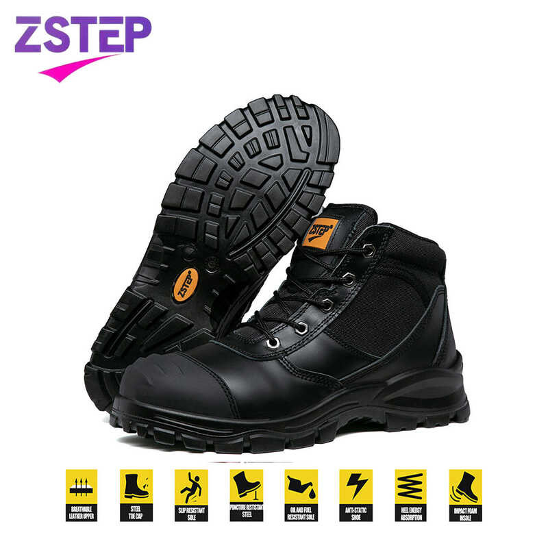 ❤ ZSTEP รองเท้าหนังรองเท้าเพื่อความปลอดภัยสำหรับผู้ชายแนวอุตสาหกรรม,รองเท้าทำงานหัวเหล็กระบายอา