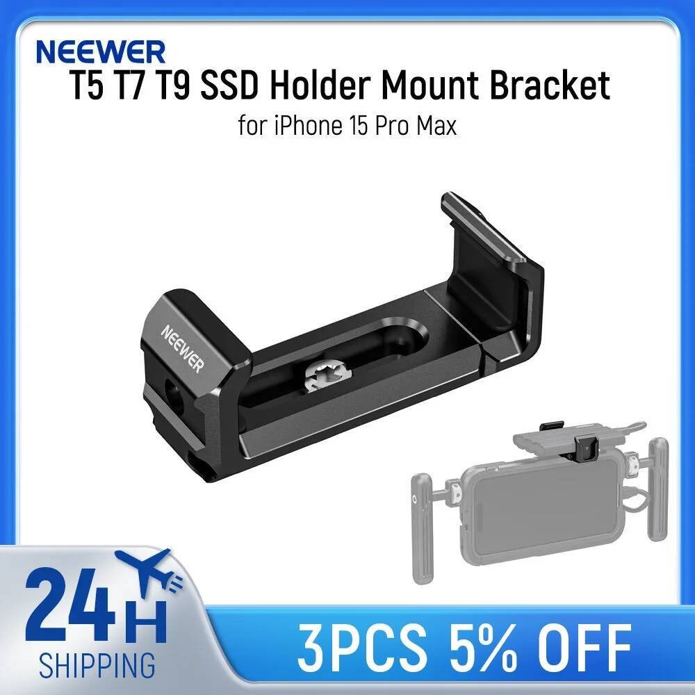 NEEWER T5 T7 T9 SSD ผู้ถือ Mount Bracket สําหรับ iPhone 15 Pro Max โทรศัพท์กรง 2.2 "-3 "/55-75 มม.SS