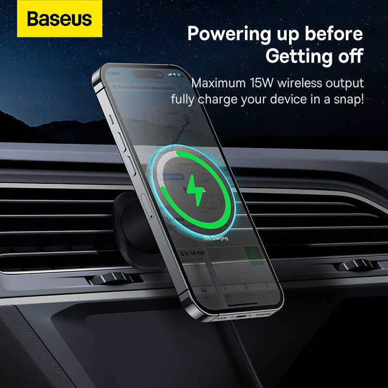 Baseus Magnetic Car Holder 15W LED Phone Stand Mount
