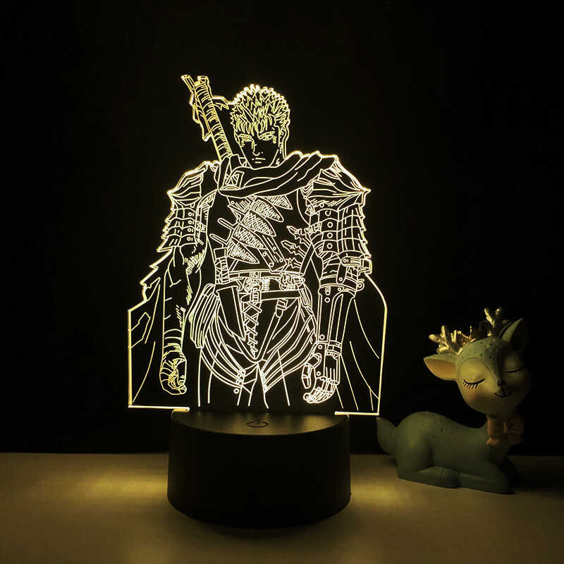Anime Berserk Guts 3D Lamps LED Action Figure Night Lights Birthday Gift For Friend Bedroom Manga C