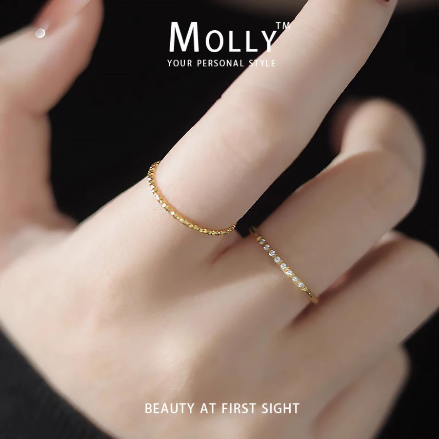 สแตนเลส Tiny Zirconia หินเรียวแหวนผู้หญิง Non Tarnish Gold Plated Hypoallergenic Minimalist Non Fade แฟชั่นเครื่องประดับ