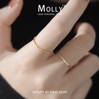 สแตนเลส Tiny Zirconia หินเรียวแหวนผู้หญิง Non Tarnish Gold Plated Hypoallergenic Minimalist Non Fade แฟชั่นเครื่องประดับ