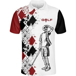 เสื้อโปโลผู้ชายกอล์ฟแขนสั้นดูดซับความชื้นแฟชั่นพิมพ์แห้งเร็ว…