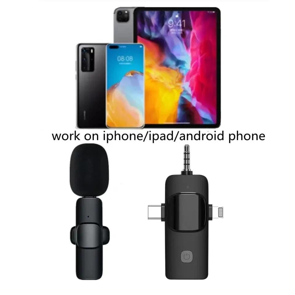 3 In 1 ไมโครโฟนไร้สายแบบหนีบเสื้อสําหรับ iPhone Android 3.5 มม.สําหรับวิทยุการบันทึกสดลดเสียงรบกวน Mini Mic รองรับอย่างกว้างๆ