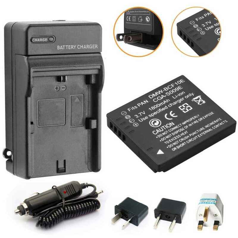 แบตเตอรี่กล้อง 0 Probty CGA-S009E + ที่ชาร์จในรถยนต์สำหรับ Pa