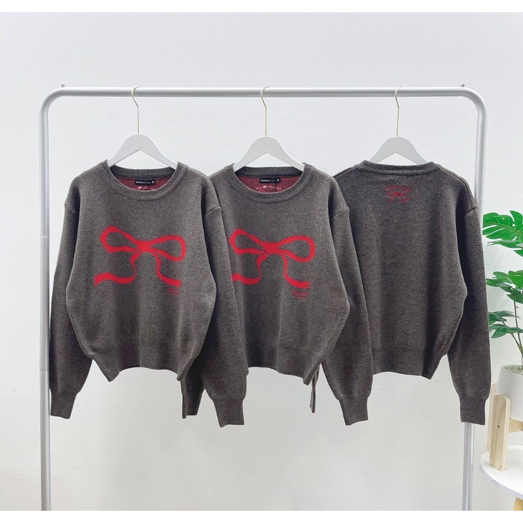 ♞,♘Ronron Heart Ribbon knit sweater (Brown) ghj