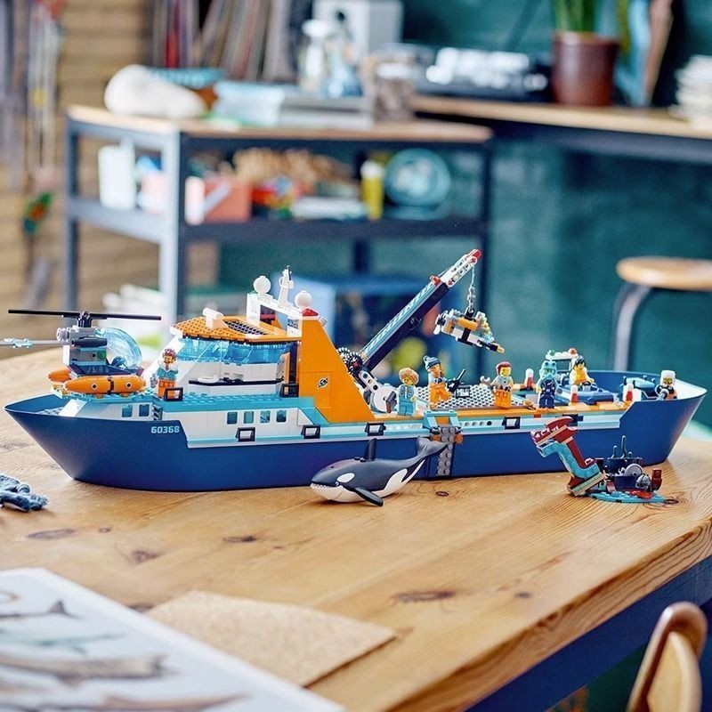 ใช้งานร่วมกับ Lego City Series 60368 Polar Adventure ล้อยักษ์ของเล่นเด็กเรือประกอบอาคารบล็อกของขวัญ