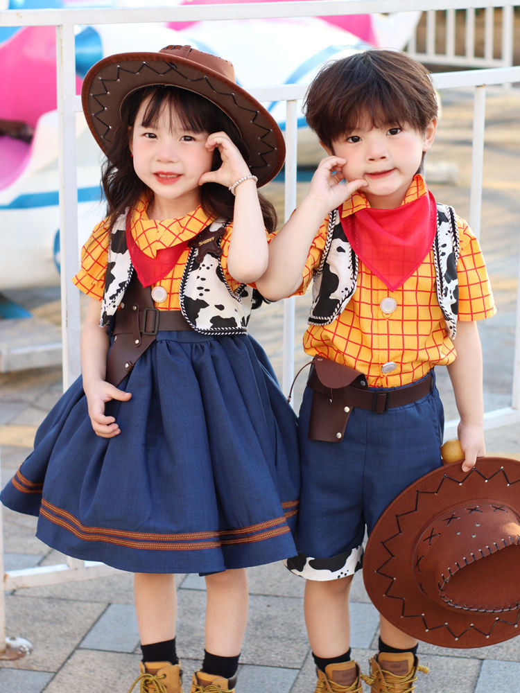 Disney Boys Dress Up Childrens Cos Toy Story Woody Clothes ชุดฮาโลวีน Park Wear