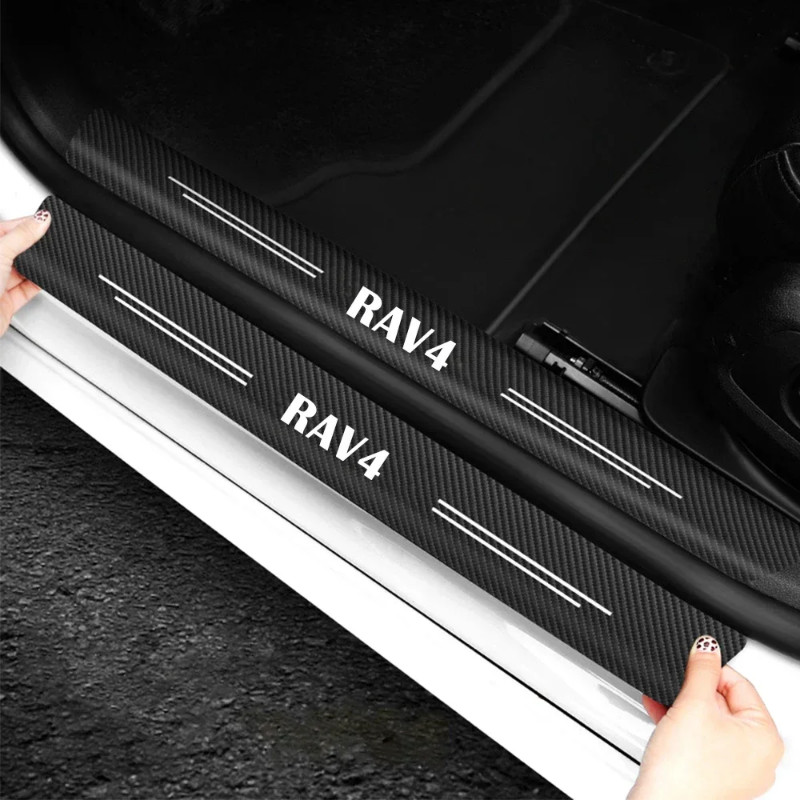 4 ชิ้นรถประตูเกณฑ์ Sill สติกเกอร์ป้องกันฟิล์มสําหรับ Toyota RAV4 Vanguard XA10 XA20 XA30 XA40 XA50 ร