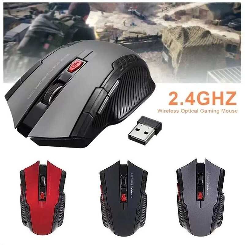 เมาส์ออปติคอลไร้สายพร้อมตัวรับ 2.4GHz USB สำหรับเกมเมอร์ 1600DPI เมาส์ 6 ปุ่ม สำหรับคอมพิวเตอร์พีซีแ