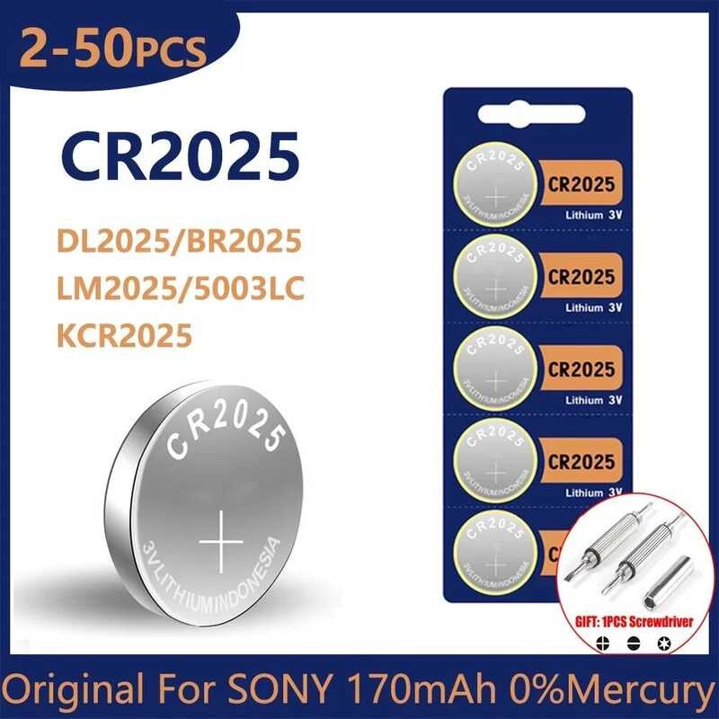 แบตเตอรี่ลิเธียม Sony Original CR2025 CR 2025 3V BR2025 KCR2025 DL2025 สำหรับรีโมทรถยนต์และนาฬิกา