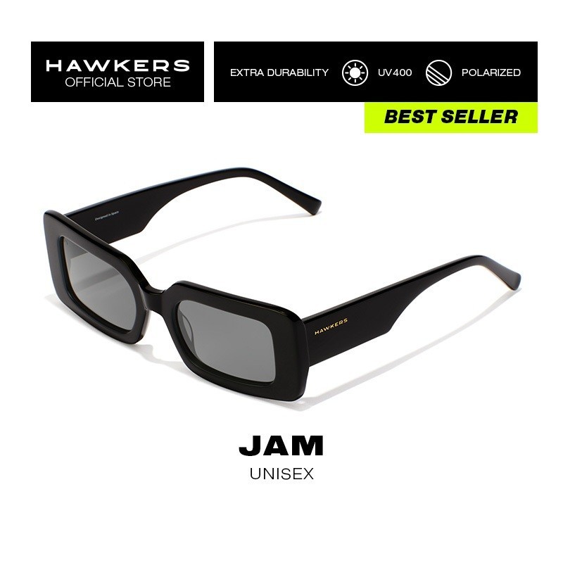 HAWKERS Polarized Black Dark Jam Sunglasses For Men And Women, Unisex. Official Product Designed In