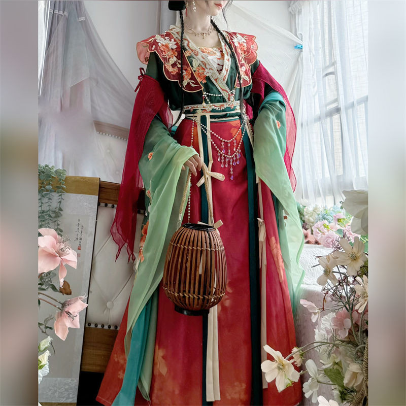 Drunk Time Pavilion [Xingyun Dream Shadow] Original Hanfu North South Dynasty กระโปรงแขนใหญ่ชุดเจ็ด