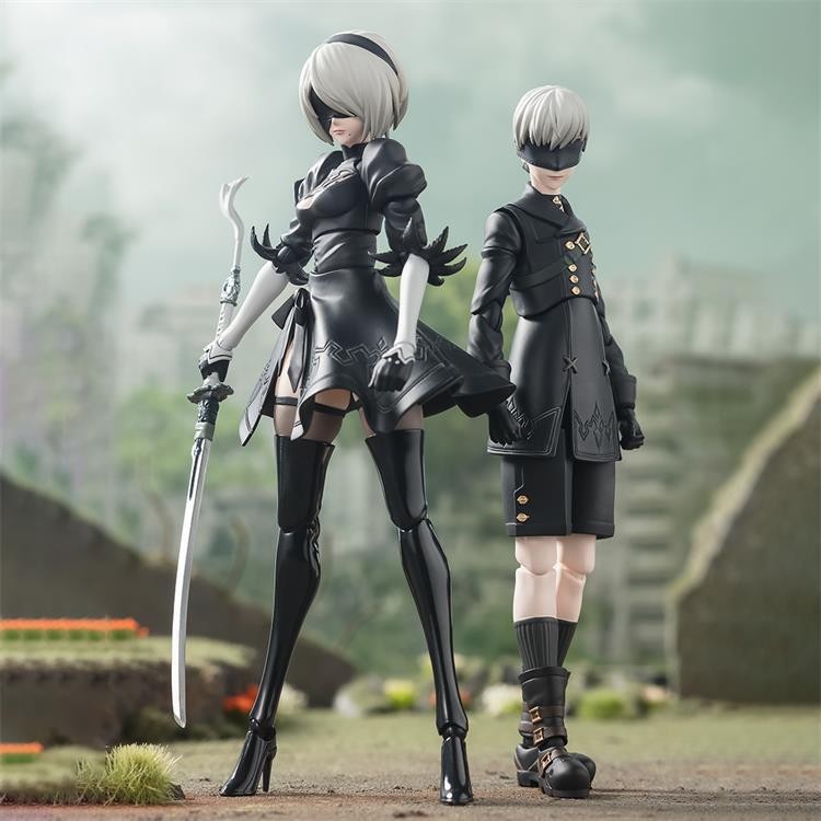 Bandai NieR Automata SHF 2B 9S ฟิกเกอร์ ฟิกเกอร์ เครื่องประดับที่เคลื่อนย้ายได้