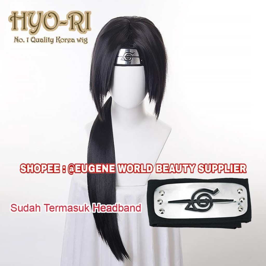 Hitam ฟรี HEADBAND - ITACHI UCHIHA WIG UCHIHA ITACHI WIG ANIME COSPLAY NARUTO WIG Boys Men Long Str