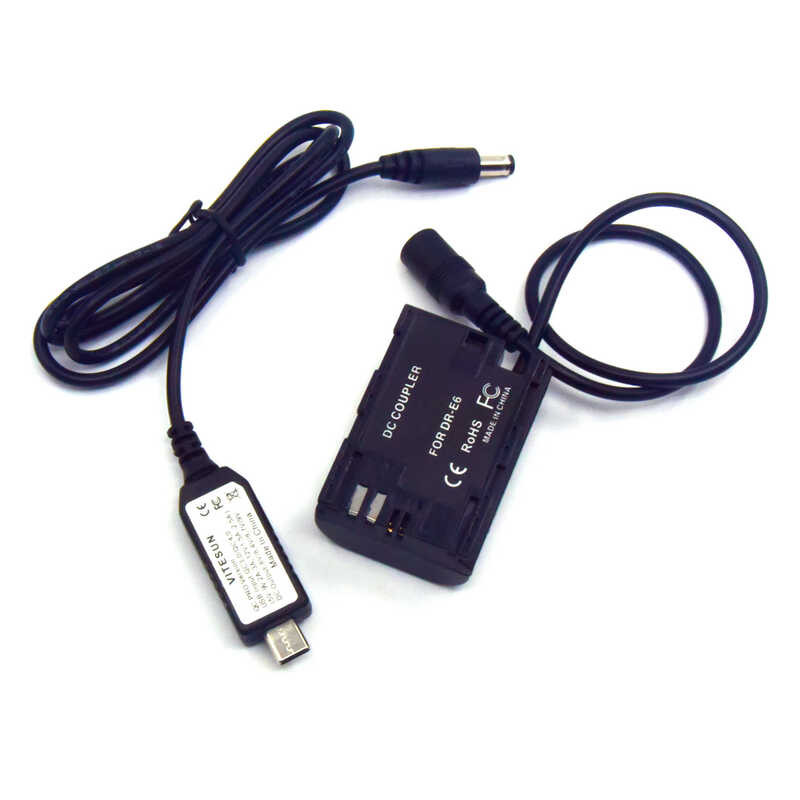 USB 6 Type C Power Cable Display 8V+DR-E6 LP-E6 Dummy Battery for Canon EOS 5DS 5D Mark IV III II