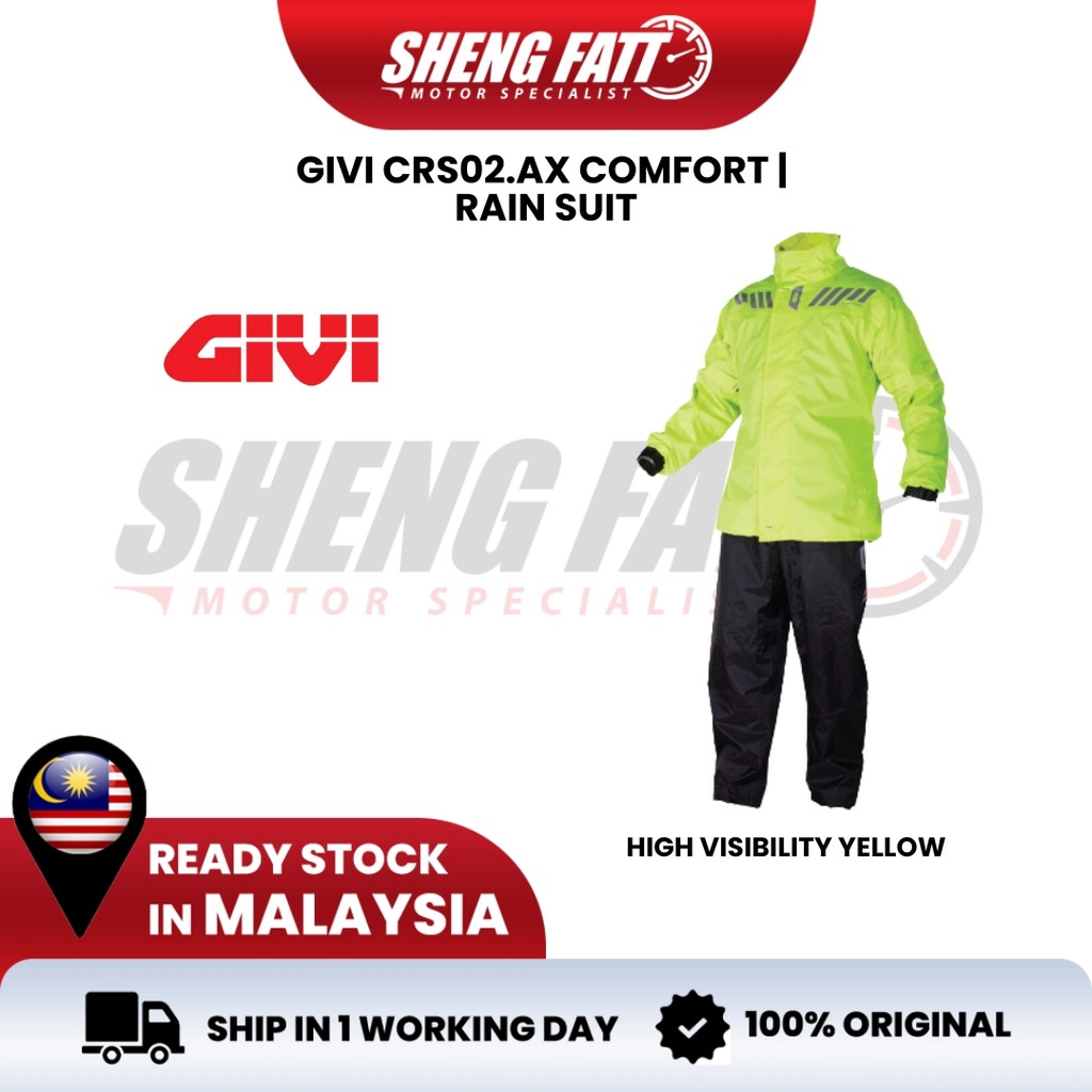 GIVI CRS02.AX RAINCOAT เสื้อกันฝนสีเหลือง Baju Hujan กันน้ํา Baju Hujan มอเตอร์เสื้อกันฝน Wind Defen