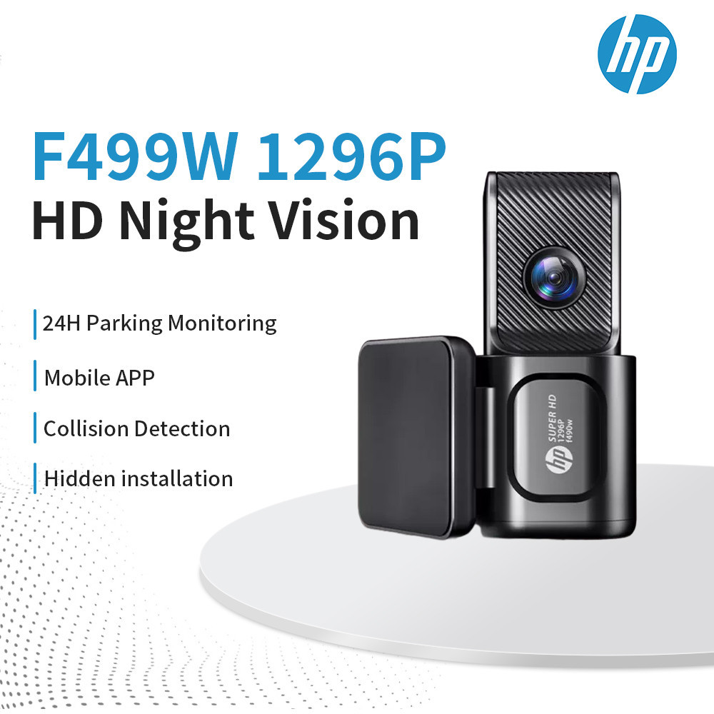เครื่องบันทึกรถ HP F490W 1296P HD กล้องติดรถยนต์ HD Night Vision การตรวจสอบที่จอดรถรถ WiFi รถ DVR V