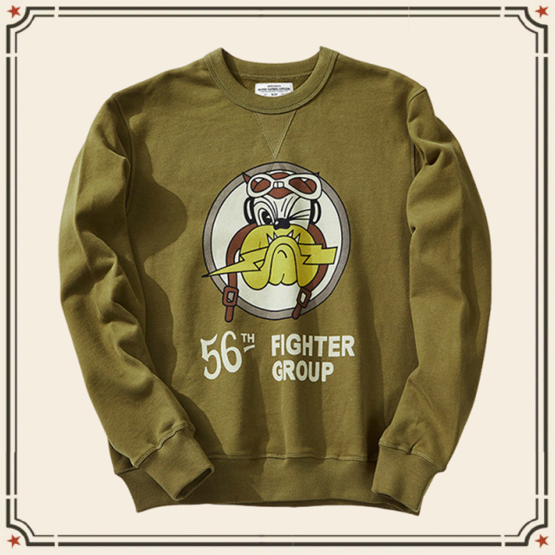 GRND Ami Khaki 490g เสื้อสเวตเตอร์คอกลมนักบิน สไตล์ทหาร Terry หนา