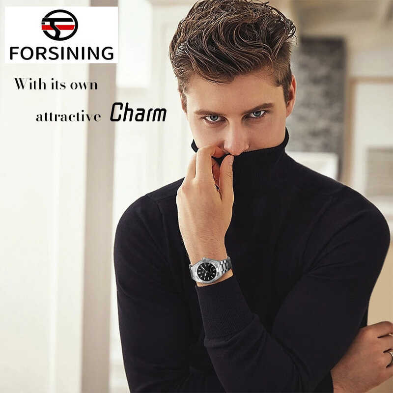 Nical Forsining Automatic Watch Men's Fashion Business Stainless Steel Watch Strap Luminous Calenda