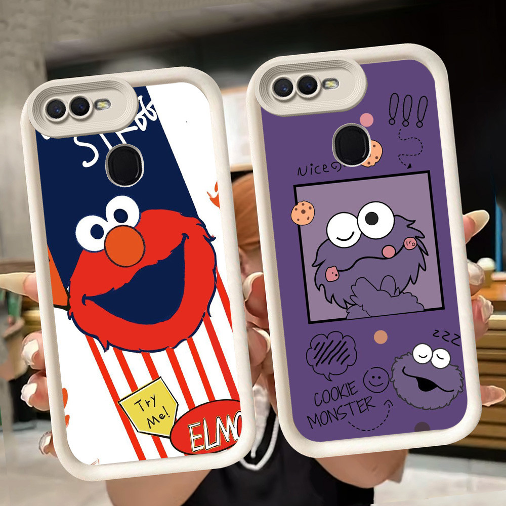 ปลอกอ่อนสําหรับ OPPO F9 F5 A1K F7 A12 A5S A12s A11K A3S A7 A5 A12E Pro สีขาว Q64 เอลโม่คุกกี้มอนสเตอ