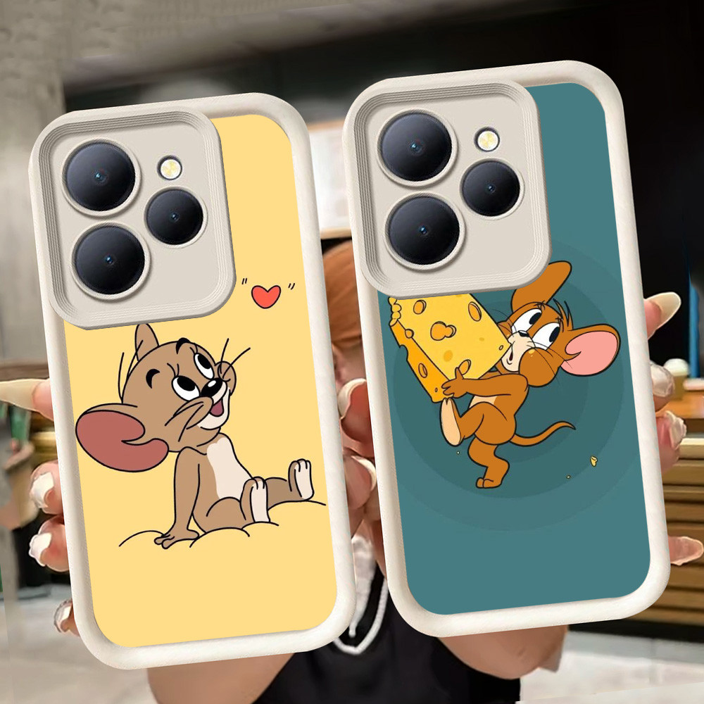 ปลอกอ่อนสําหรับ ITEL A70 A50 A80 City 100 P55 S23 A90 P65 RS4 5G สีขาว Q8 เมาส์แมว