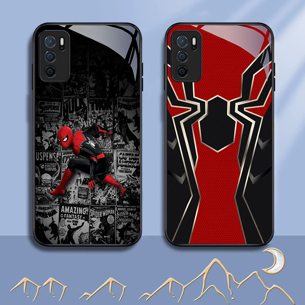 NC-83 Spiderman Glass Case สําหรับ OPPO A16 A16S A54S A95 A74 F19 F19S Reno 6 Lite