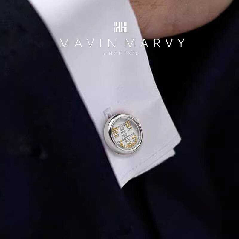 MAVIN MARVY Cufflinks สไตล์หรูสำหรับเสื้อเชิ้ตผู้ชาย พร้อมกล่องของขวัญ