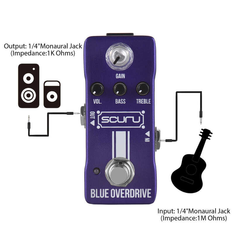 ➧ SCURU Guitar Overspeed Effect Pedal Gain VOL BASS TREBLE Equalizer Stack ที่มีประส