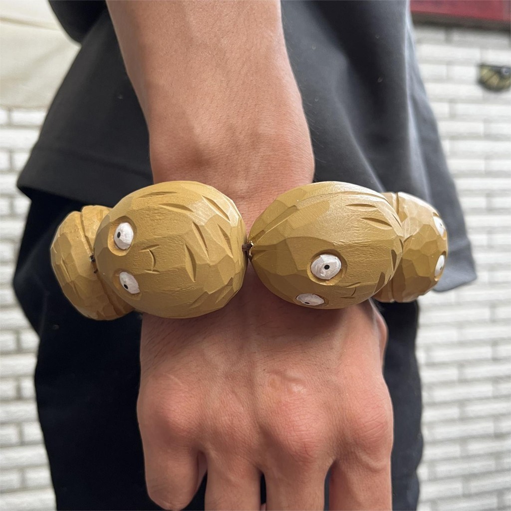 hot🔥การประกันคุณภาพ🔥 Kevin's Wood Wood Carvings Playing Walnut Nut Wall Bracelets Hand-carved Pla