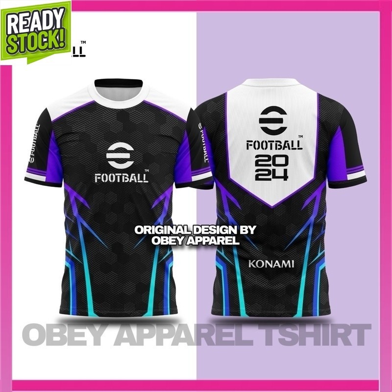 2024 eFootball 2024 เสื้อยืดระเหิด • Baju eFootball 2024 • Baju Peminat Esport eFootball 2024