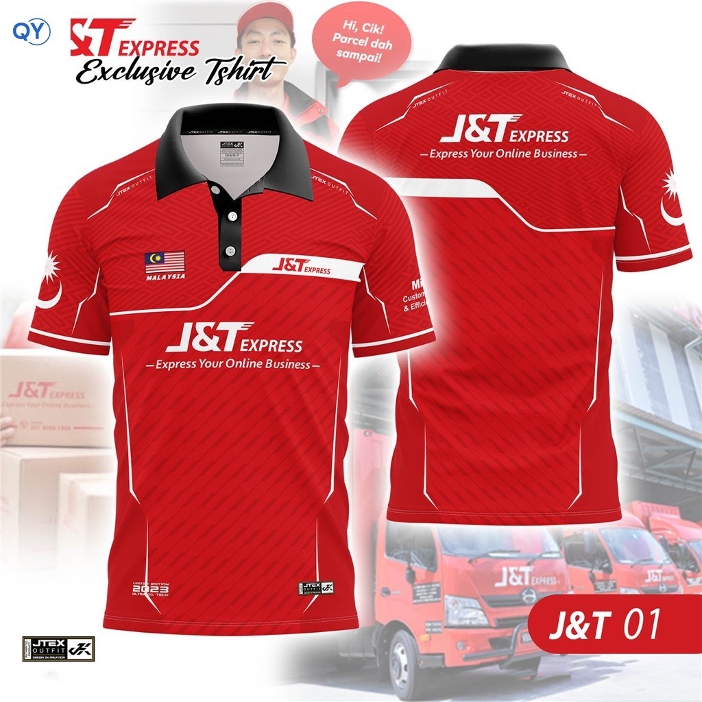 Qy J&t Express Sublimation Tshirt / Baju Microfiber Jersi / JerseyPOLO